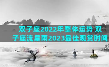 双子座2022年整体运势 双子座流星雨2023最佳观赏时间